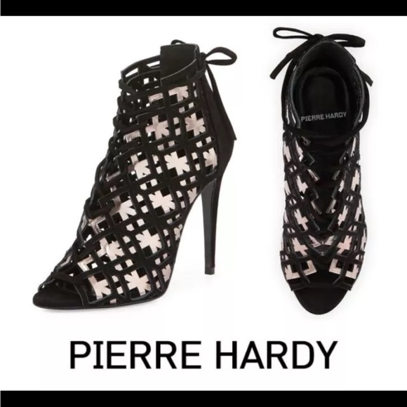 $549 Pierre Hardy Black Pink Metallic Suede Woven Cage Stiletto Heel Sz 8/38 - Picture 2 of 11